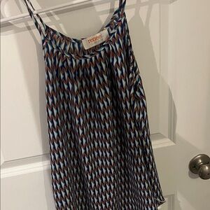 Renee C. Blue and White Patterned Tank Top